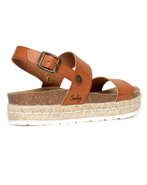 Sandales à plateforme en Cuir Kalmie camel