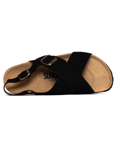 Sandales en Velours de Cuir Augusta noires