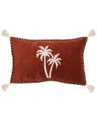 Housse de coussin Bali en Velours brodée terracotta - 50x30 cm