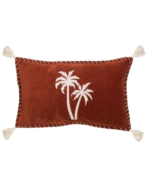 Housse de coussin Bali en Velours brodée terracotta - 50x30 cm