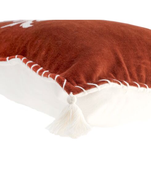 Housse de coussin Bali en Velours brodée terracotta - 50x30 cm