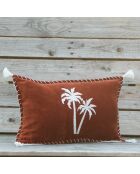 Housse de coussin Bali en Velours brodée terracotta - 50x30 cm