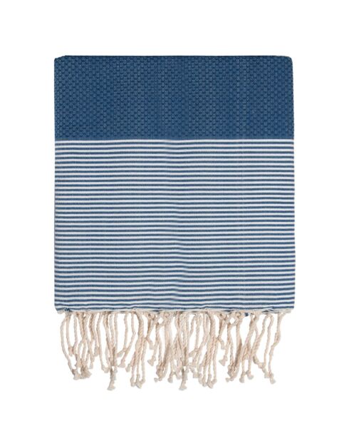 Jeans blu Fouta Famiglia XXL Ibiza a nido d'ape - 200x200 cm