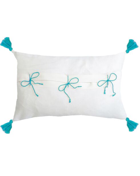 Housse de coussin Matisse brodée aqua - 50x30 cm