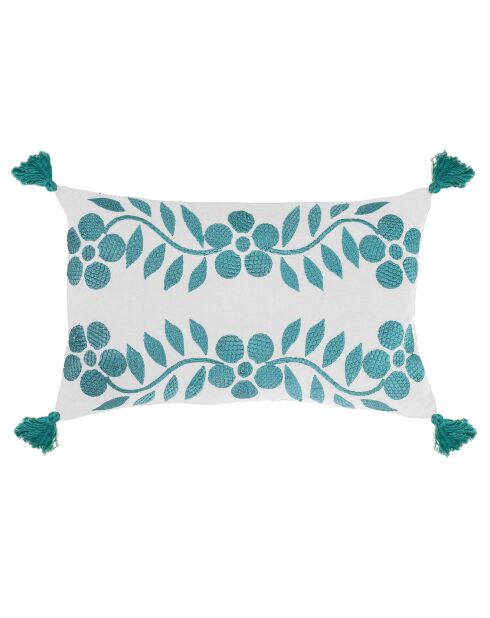 Housse de coussin Matisse brodée aqua - 50x30 cm