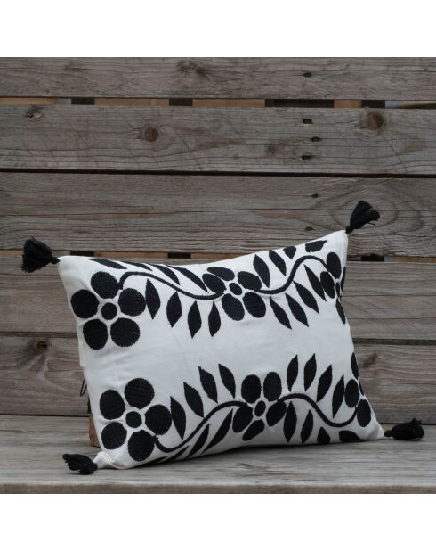 Housse de coussin Matisse brodée noire - 50x30 cm