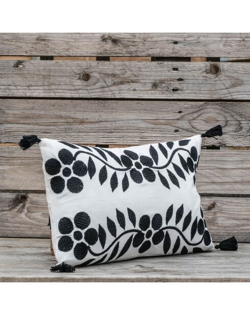 Housse de coussin Matisse brodée noire - 50x30 cm