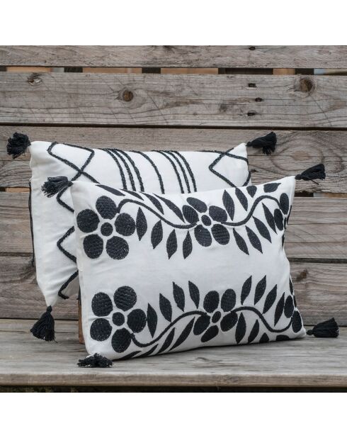 Housse de coussin Matisse brodée noire - 50x30 cm