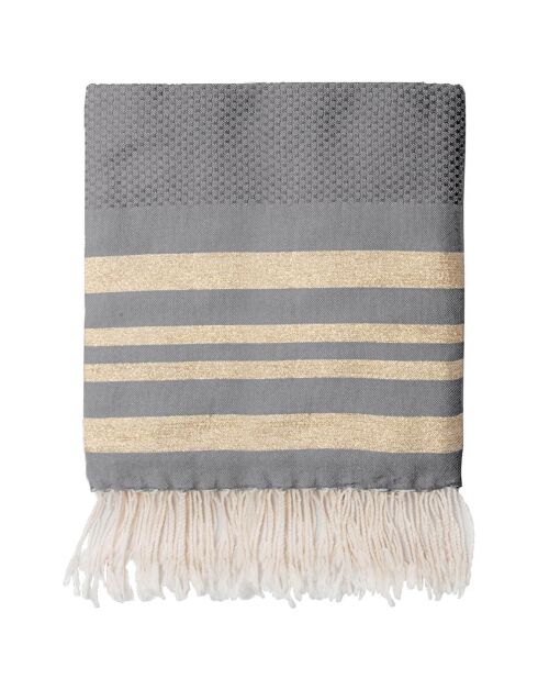 Fouta Famiglia XXL Hamptons Honeycomb taupe/gold - 200x200 cm