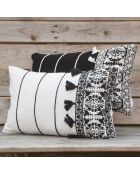 Housse de coussin néo berbère en Velours brodée noire - 50x30 cm