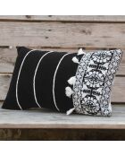 Housse de coussin néo berbère en Velours brodée noire - 50x30 cm