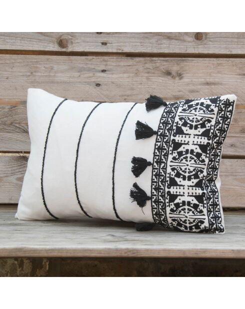 Housse de coussin Néo berbère brodée noire - 50x30 cm