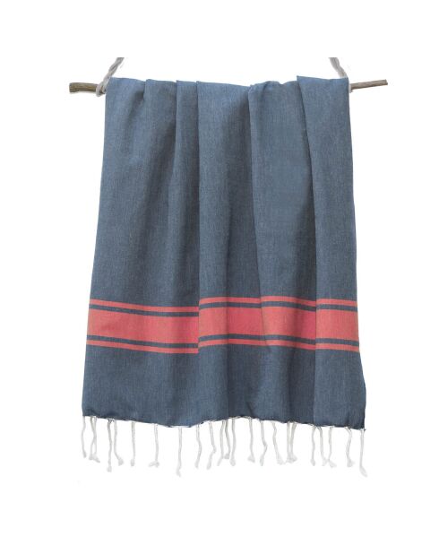 St Tropez Traditional Fouta Jeans blau/rot - 100x200 cm