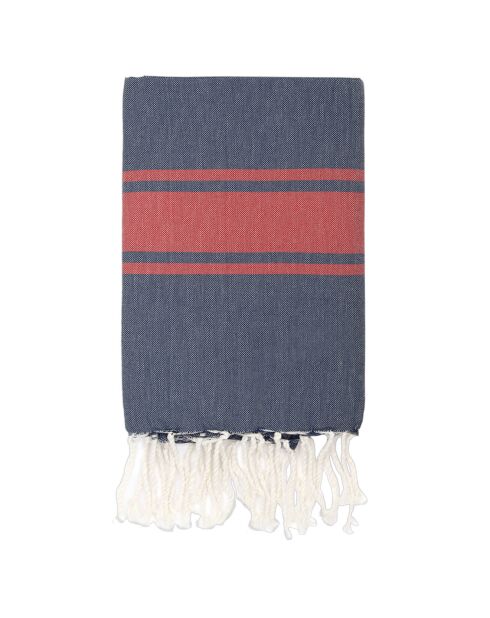 St Tropez Traditional Fouta Jeans blau/rot - 100x200 cm