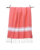 Fouta Traditionelle St Tropez orange corail/blanc - 100x200 cm