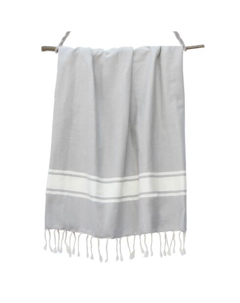 St Tropez Traditional Fouta Perle Grau/Weiß - 100x200 cm