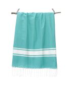 Fouta Traditionelle St Tropez turquoise/blanc - 100x200 cm