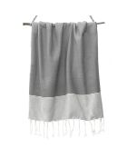 Fouta Ibiza Honeycomb mittelgrau/weiß - 100x200 cm