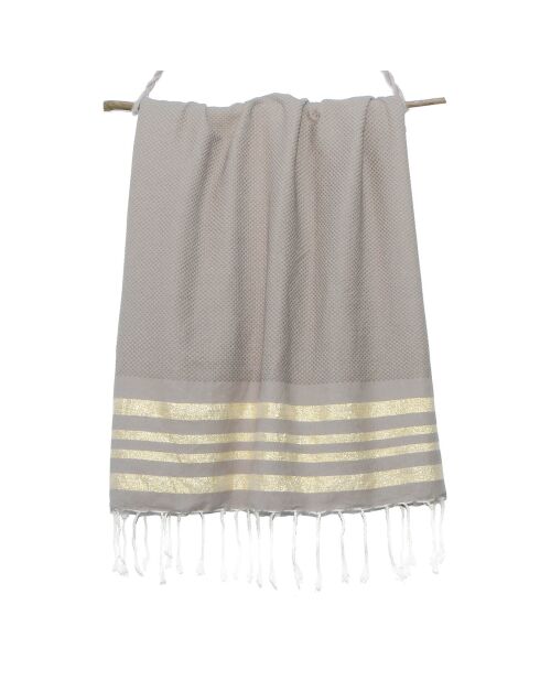 Hamptons Lurex Honeycomb Fouta helltaupe/gold - 100x200 cm
