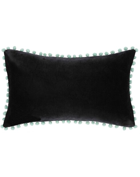 Housse de coussin en Velours Avoriaz noir délavé/céladon - 50x30 cm