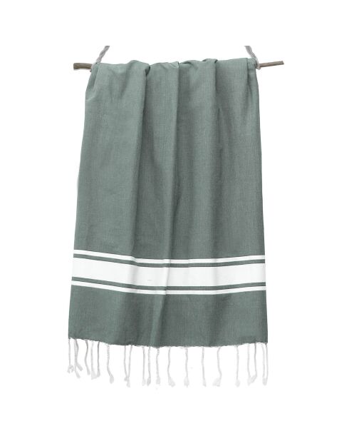 Fouta Traditionnelle St Tropez gris moyen/blanc - 100x200 cm