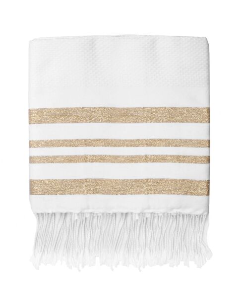 Fouta Famiglia XXL Hamptons en forma de panal blanco/dorado - 200x200 cm