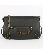 Sac bandoulière en Cuir d'Agneau Seren Chaine noir - 23.5x10x17 cm