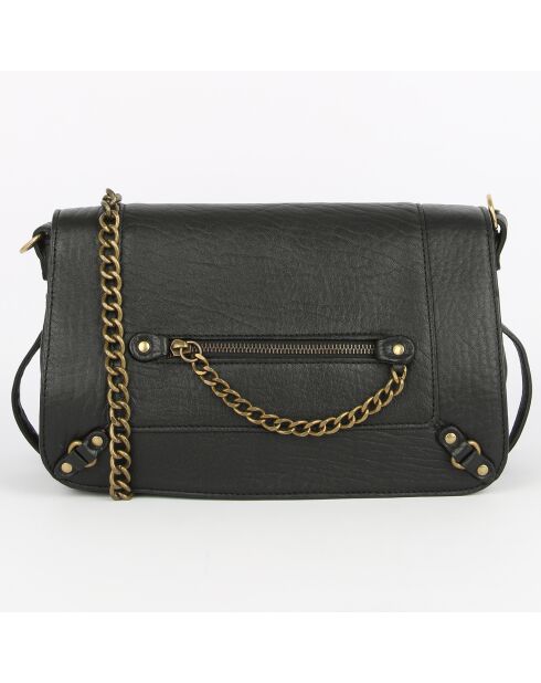 Sac bandoulière en Cuir d'Agneau Seren Chaine noir - 23.5x10x17 cm