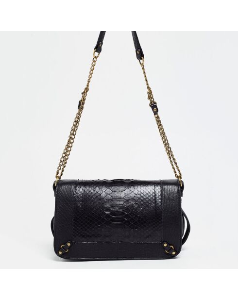 Seren schwarze Schultertasche aus Lammfell und Pythonleder - 28x18x8 cm