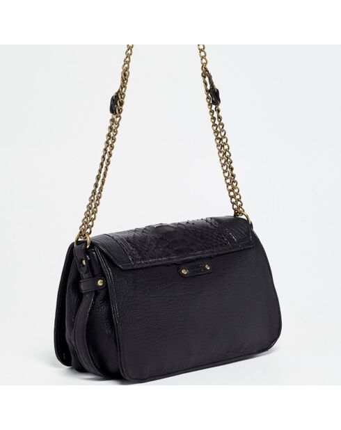 Seren schwarze Schultertasche aus Lammfell und Pythonleder - 28x18x8 cm