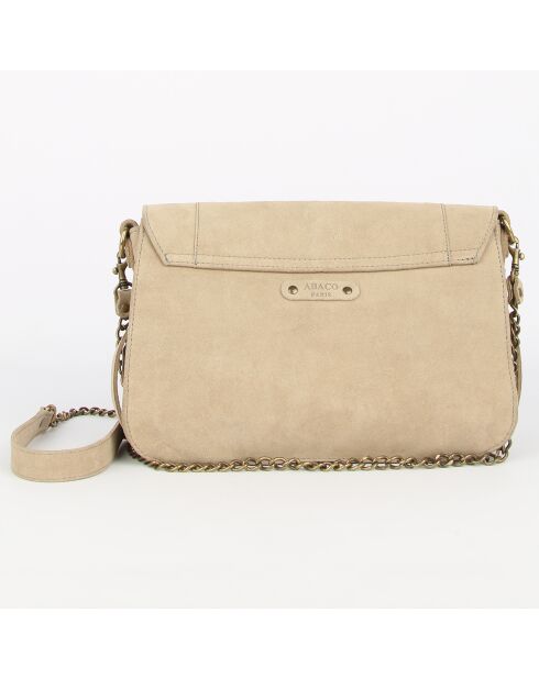Sac bandoulière  en Velours de Cuir Seren Chaine beige - 23.5x10x17 cm