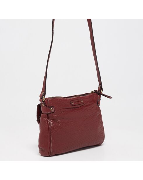 Giulia burgunderfarbene Schultertasche aus Lammfell, 23,5 x 3 x 19,5 cm