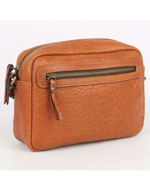 Maelys Schultertasche aus kamelfarbenem Lammleder - 22,5x7x16 cm
