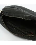 Sac bandoulière en Cuir d'Agneau Maelys noir - 22.5x7x16 cm