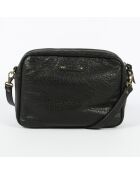 Sac bandoulière en Cuir d'Agneau Maelys noir - 22.5x7x16 cm