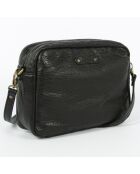 Sac bandoulière en Cuir d'Agneau Maelys noir - 22.5x7x16 cm