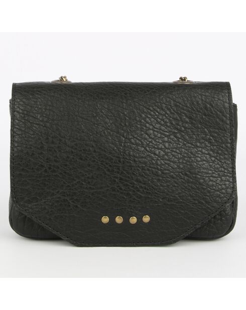 Sac bandoulière en Cuir d'Agneau Louise noir - 20x4x11.5 cm