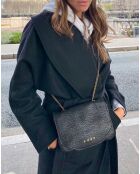 Sac bandoulière en Cuir d'Agneau Louise noir - 20x4x11.5 cm