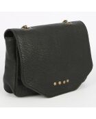 Sac bandoulière en Cuir d'Agneau Louise noir - 20x4x11.5 cm