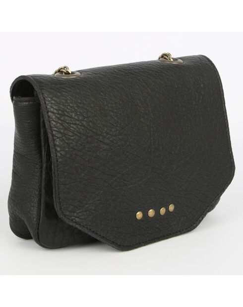 Sac bandoulière en Cuir d'Agneau Louise noir - 20x4x11.5 cm
