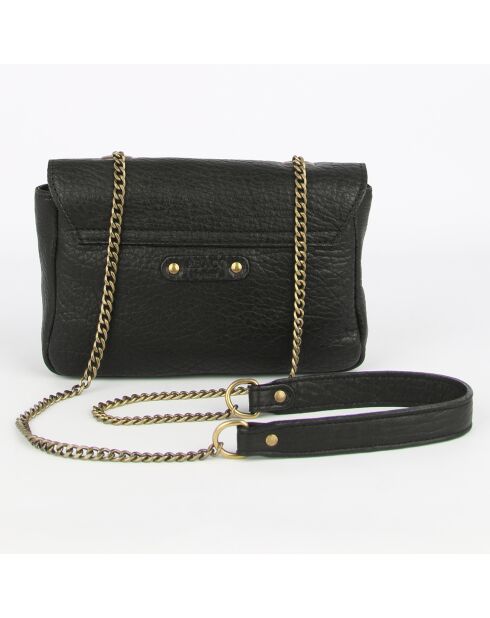Sac bandoulière en Cuir d'Agneau Louise noir - 20x4x11.5 cm