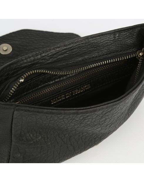 Sac bandoulière en Cuir d'Agneau Louise noir - 20x4x11.5 cm