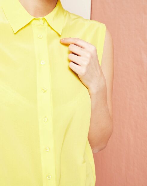 Chemisier sans manches 100% Soie jaune