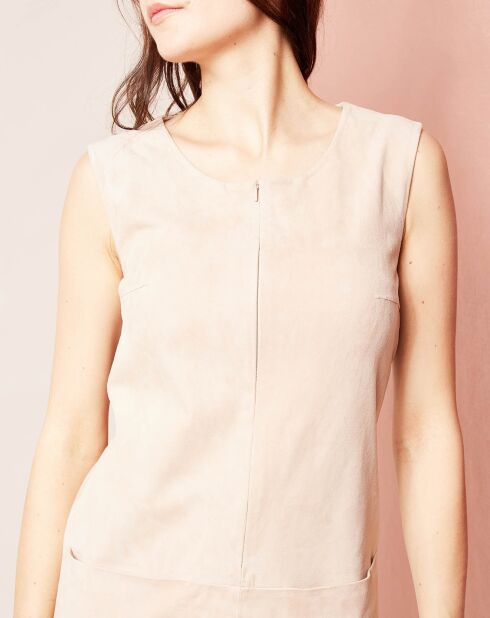 Robe sans manches en velours de Cuir sable