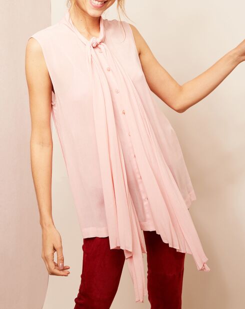 Blouse à volants rose