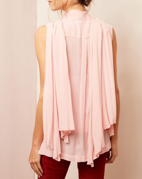 Blouse à volants rose