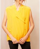 Top 100% Soie boutonné jaune