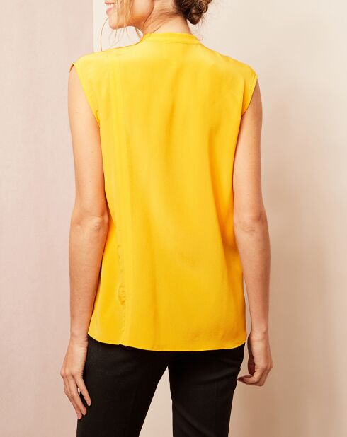Top 100% Soie boutonné jaune