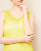 Top ajouré jaune