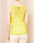 Top ajouré jaune